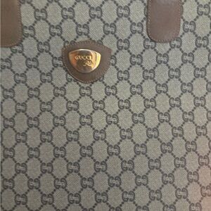 Gucci Monogram Gray and Brown Briefcase